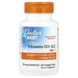 Doctors Best Vitamina D3 + K2 MK-7 60 Cápsulas Vegetais