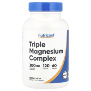 Nutricost Complexo Triplo de Magnésio 120 Cápsulas (150 mg por Cápsula)