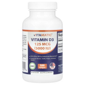Vitamatic Vitamina D3 125 mcg (5.000 UI) 500 Cápsulas Softgel