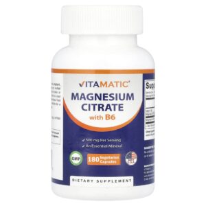 Vitamatic Citrato de Magnésio com B6 180 Cápsulas Vegetarianas