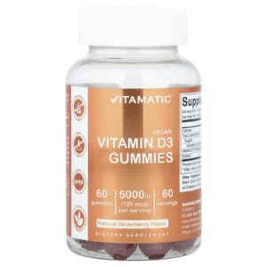 Vitamatic Gomas Veganas de Vitamina D3 Morango 125 mcg (5.000 UI) 60 Gomas