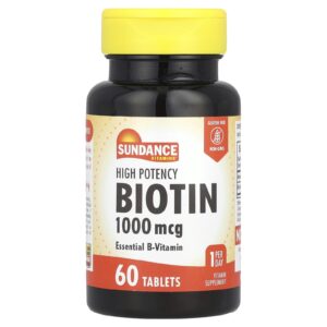 Sundance Vitamins Biotina de Alta Potência 1.000 mcg 60 Comprimidos