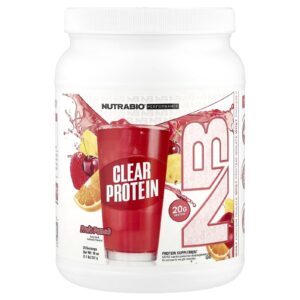 NutraBio Clear Protein Powder Isolado de Proteína Whey Ponche de Frutas 511 g (11 lb)