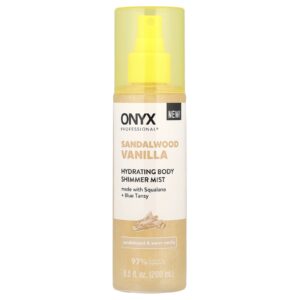 Onyx Professional Spray para Brilho Corporal Hidratante Sândalo e Baunilha Quente 200 ml (65 fl oz)