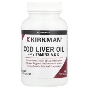 Kirkman Labs Óleo de Fígado de Bacalhau com Vitaminas A e D 300 Cápsulas Softgel