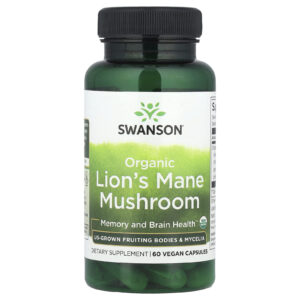 Swanson Cogumelo Juba-de-leão Orgânico 60 Cápsulas Veganas (500 mg por Cápsula)