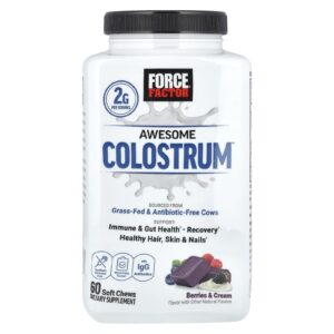Force Factor Amazing Colostrum™ Frutos Silvestres e Creme 60 Cápsulas Mastigáveis