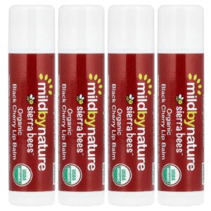 Mild By Nature Sierra Bees™ Bálsamos Labiais Orgânicos Cereja Negra 4 Unidades 425 g (015 oz) Cada