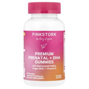 Pink Stork Gomas Pré-Natais Premium + DHA Frutas Sortidas 60 Gomas