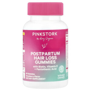 Pink Stork Gomas para Queda de Cabelo Pós-parto Morango 60 Gomas