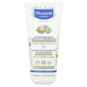 Mustela Bebê Shampoo de Creme Nutritivo e Desembaraçante Cabelos Longos Ondulados ou Cacheados 200 ml (676 fl oz)