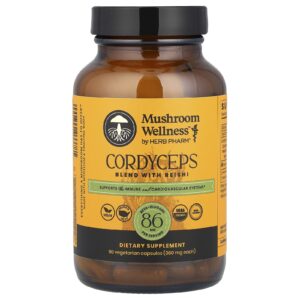 Herb Pharm Mushroom Wellness™ Cordyceps Mistura com Reishi 90 Cápsulas Vegetarianas
