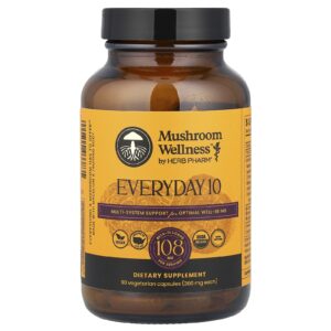 Herb Pharm Mushroom Wellness™ Todos os Dias 10 90 Cápsulas Vegetarianas