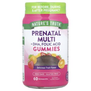 Natures Truth Multivitamínico Pré-Natal + DHA Gomas de Ácido Fólico Frutas Deliciosas 60 Gomas
