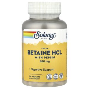 Solaray Cloridrato de Betaína com Pepsina 90 VegCaps