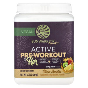 Sunwarrior Sport Pré-treino Ativo para Mulheres Nascer do Sol Cítrico 384 g (135 oz)