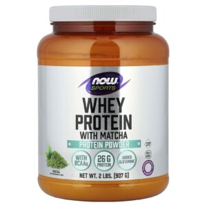 NOW Foods Sports Proteína Whey em Pó Matcha 907 g (2 lb)