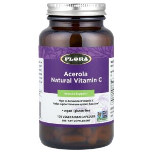 Flora Acerola e Vitamina C Natural 120 Cápsulas Vegetarianas