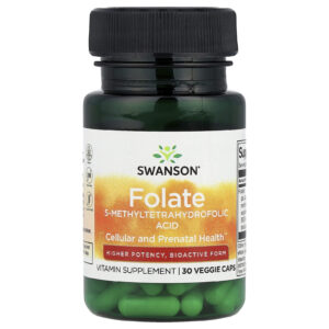 Swanson Folato 30 Cápsulas Vegetais (1.360 mcg DFE por Cápsula)