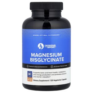 Designs For Health Designs For Sport® Bisglicinato de Magnésio 120 Cápsulas Vegetarianas (150 mg por Cápsula)