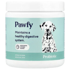 Pawfy Probiótico Para Cães a Partir de 6 Meses Frango Vegetariano 30 Cápsulas Mastigáveis 113 g (4 oz)