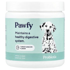 Pawfy Probiótico Para Cães a Partir de 6 Meses Peru e Bacon 30 Cápsulas Mastigáveis 113 g (4 oz)