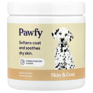 Pawfy Pele e Pelos Peru e Bacon 30 Cápsulas Mastigáveis 113 g (4 oz)