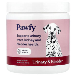 Pawfy Urinário e Bexiga Para Cães a Partir de 6 Meses Bacon 30 Cápsulas Mastigáveis 128 g (45 oz)