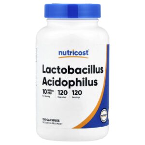 Nutricost Lactobacillus Acidophilus 50 mg (10 Bilhões de UFCs) 120 Cápsulas