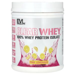 EVLution Nutrition Clear Whey 100% Isolado de Proteína Whey Limonada Rosa 500 g (11 lb)