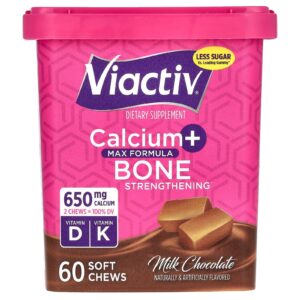 Viactiv Cálcio + Fortalecimento Ósseo Fórmula Máxima Chocolate ao Leite 60 Cápsulas Mastigáveis