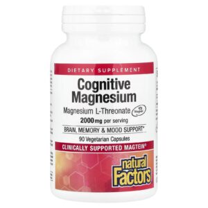 Natural Factors Magnésio Cognitivo 90 Cápsulas Vegetarianas (48 mg por Cápsula)