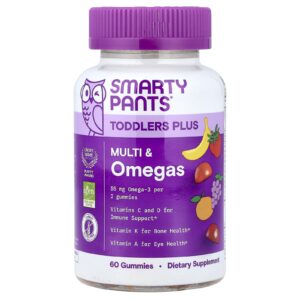 SmartyPants Toddler Plus Multivitamínico e Ômegas Uva Laranja Morango e Banana 60 Gomas