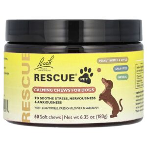 Bach Rescue Pet Cápsulas Mastigáveis Calmantes para Cães Manteiga de Amendoim e Maçã 60 Cápsulas Mastigáveis 180 g (635 oz)