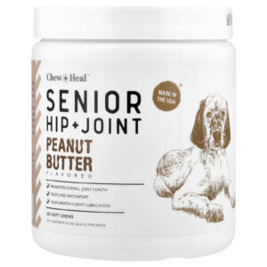 Chew + Heal Quadril e Articulações Sênior Para Cães Manteiga de Amendoim 120 Cápsulas Mastigáveis 264 g (93 oz)
