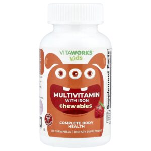 VitaWorks Crianças Multivitamínico com Ferro Mistura de Frutas 120 Cápsulas Mastigáveis