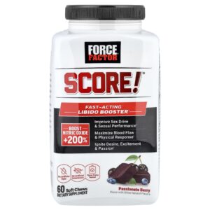 Force Factor Score!® Reforço da Libido de Ação Rápida Fruto Silvestre 60 Cápsulas Mastigáveis