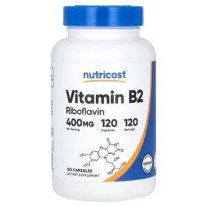 Nutricost Vitamina B2 400 mg 120 Cápsulas