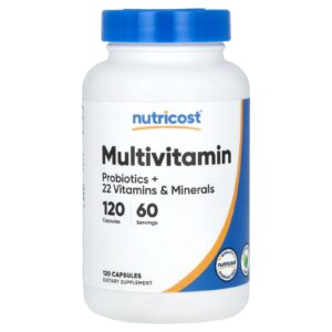 Nutricost Multivitamínico Probióticos + 22 Vitaminas e Minerais 120 Cápsulas