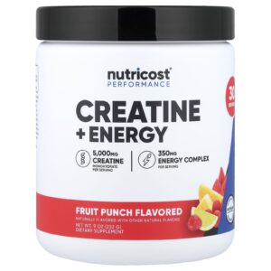 Nutricost Performance Creatina + Energia Ponche de Frutas 252 g (9 oz)