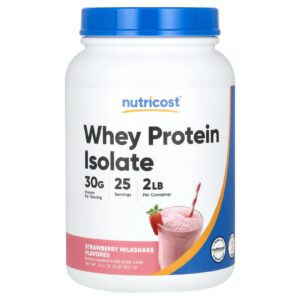 Nutricost Isolado de Proteína Whey Milkshake de Morango 907 g (2 lb)