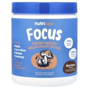 Nutricost NutriZen™ Focus Bebida de Cogumelos Adaptogênicos Chocolate Quente 246 g (88 oz)