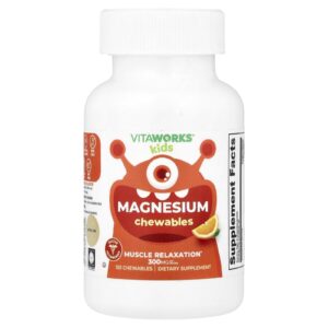 VitaWorks Kids Comprimidos Mastigáveis de Magnésio Laranja 120 Cápsulas Mastigáveis (150 mg por Comprimido Mastigável)