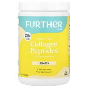 Further Food Peptídeos de Colágeno de Gado Criado no Pasto + Cogumelo Chaga Limão 298 g (105 oz)