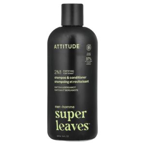 ATTITUDE Super Leaves™ Shampoo e Condicionador Fortificante 2N1 Para Homens Matcha e Bergamota 415 ml (14 fl oz)