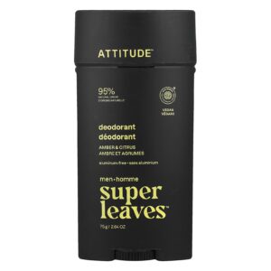 ATTITUDE Super Leaves™ Desodorante Sem Alumínio Para Homens Âmbar e Cítricos 75 g (264 oz)