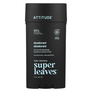 ATTITUDE Super Leaves™ Desodorante Sem Alumínio Para Homens Eucalipto e Sálvia 75 g (264 oz)