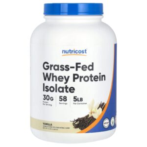 Nutricost Isolado de Proteína Whey Alimentada no Pasto Baunilha 5 lb (2.268 g)