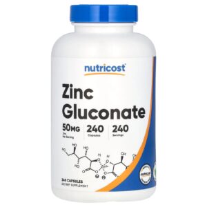 Nutricost Gluconato de Zinco 50 mg 240 Cápsulas