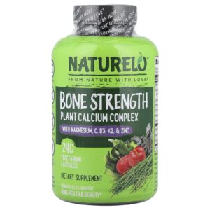 NATURELO Bone Strength Complexo de Cálcio à Base de Plantas 240 Cápsulas Vegetarianas